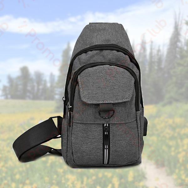 Мъжка спортна чанта за през рамо с USB изход SPORT - GREY 0221