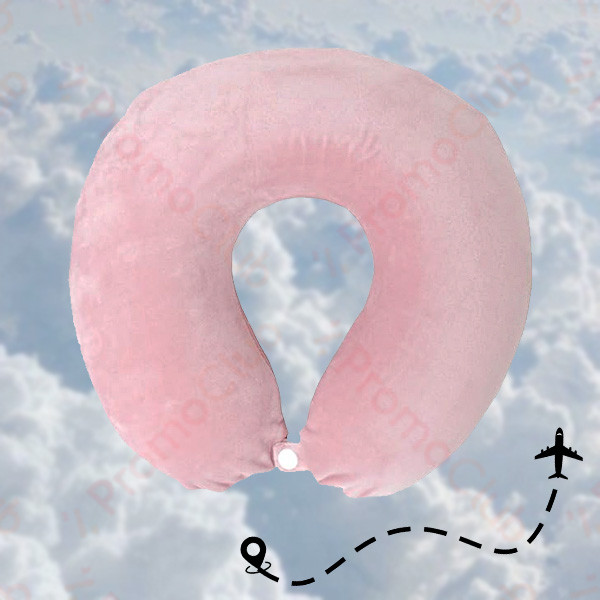 Мека и удобна възглавница за път с копче TRAVEL COMFORT - PINK 1592