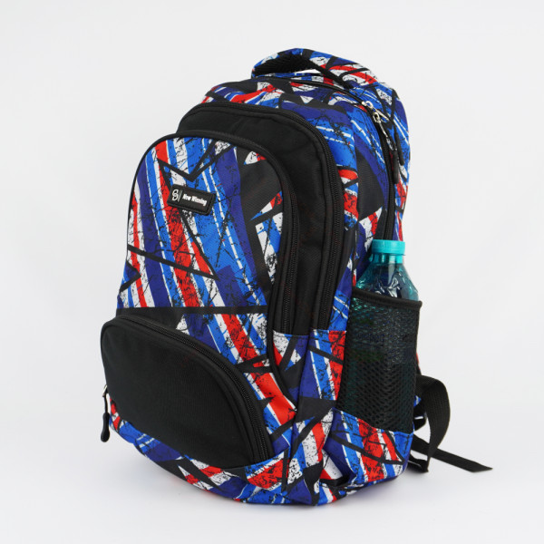 Ученическа раница "New Wining" BLUE/RED NS3453 непромокаема, с много джобчета, свеж десен, синьо-червена