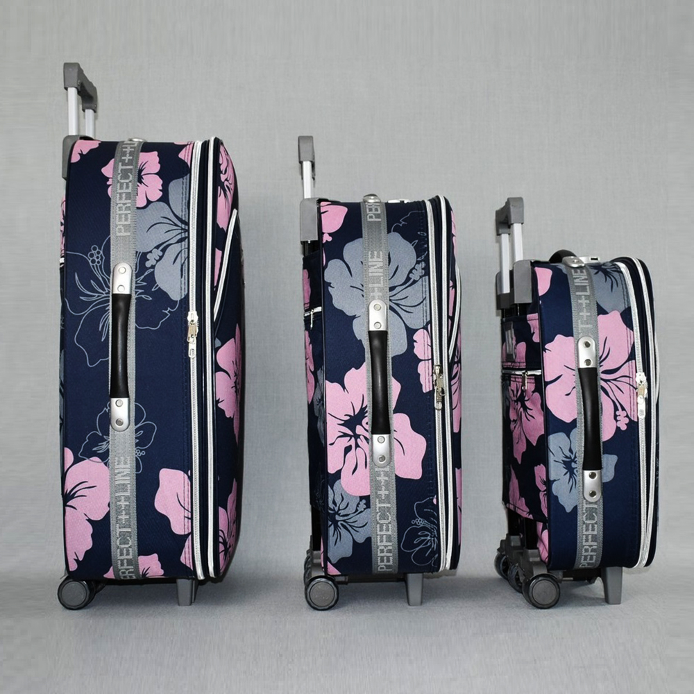 ТОП ЦЕНА: комплект разширяващи се леки куфари 1518 FLOWER BLACK, 3 броя