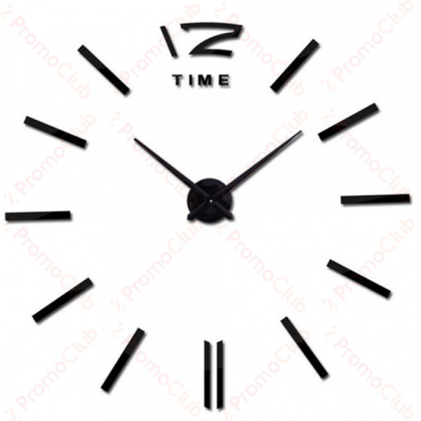 3D Стенен светещ модерен часовник, черен - BLACK, Home Decor Clock 3D