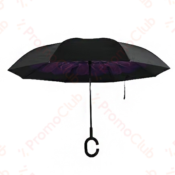 Ветроупорен затварящ се наобратно чадър COOLBRELLA - PURPLE FLOWER 41682 здрав и удобен