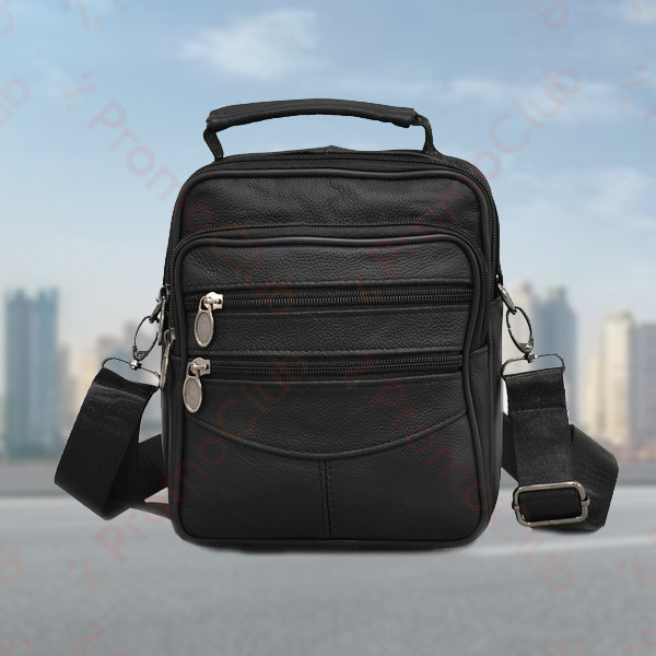 Стилна и практична мъжка чната от естествена кожа MENSTYLE - BLACK 7658
