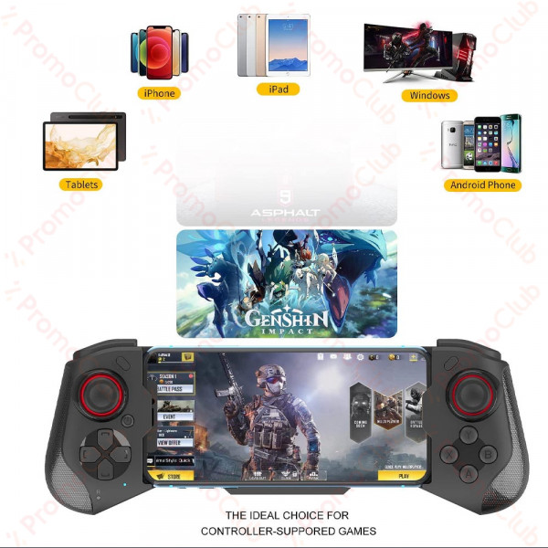 Геймпад за телефон PLAYSMARTSHOP Mocute 060, За различни мобилни игри, Dungeon Hunter/Shadowgun, черен