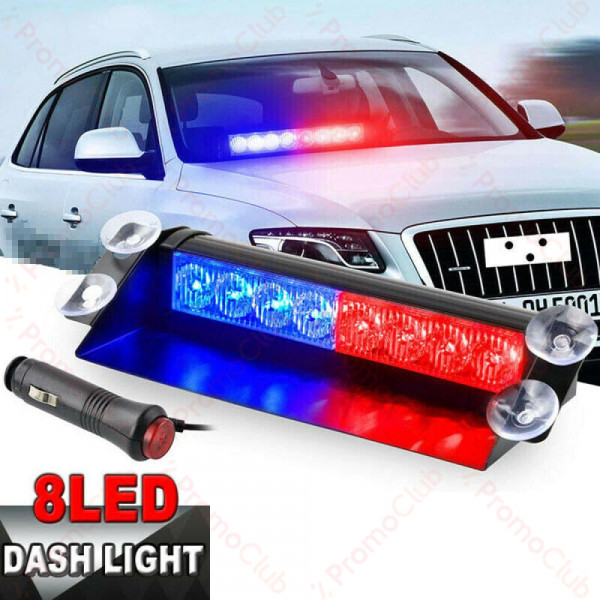 Полицейски блиц LED светлини 8LED А-3407 със закрепване към предното стъкло, Сигнална лампа