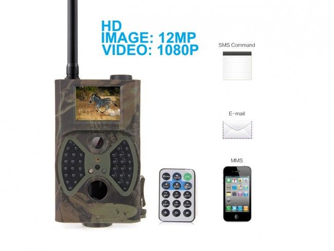 Ловна камера със SIM карта HC-300M - 3.0mm, 20m, външен монтаж, цветна, ловна камера, Micro SD, за наблюдение /фотокапан/ - SMS, MMS, Email, Upload