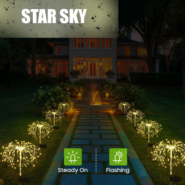 Усъвършенствана слънчевиа градински лампи STAR SKY, топла бяла светлина, 2бр.