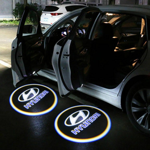 Безжични HYUNDAI странични светлини за врата на кола JQ-666, 2 броя LED лого