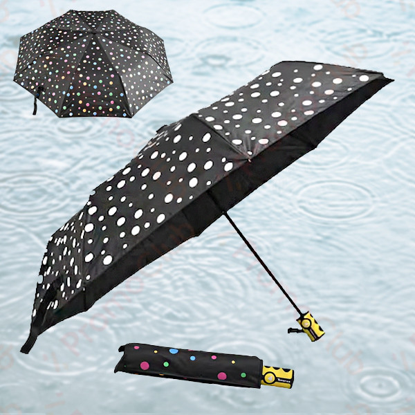 Дамски чадър, който си променя цветовете при намокряне RAINDROPS - BLACK 12621
