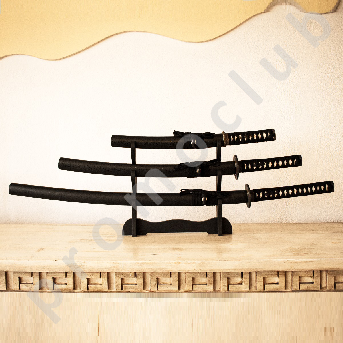 Комплект 3 броя луксозни японски самурайски мечове -  КАТАНА, УАКИЗАШИ и ТАНТО , заточени