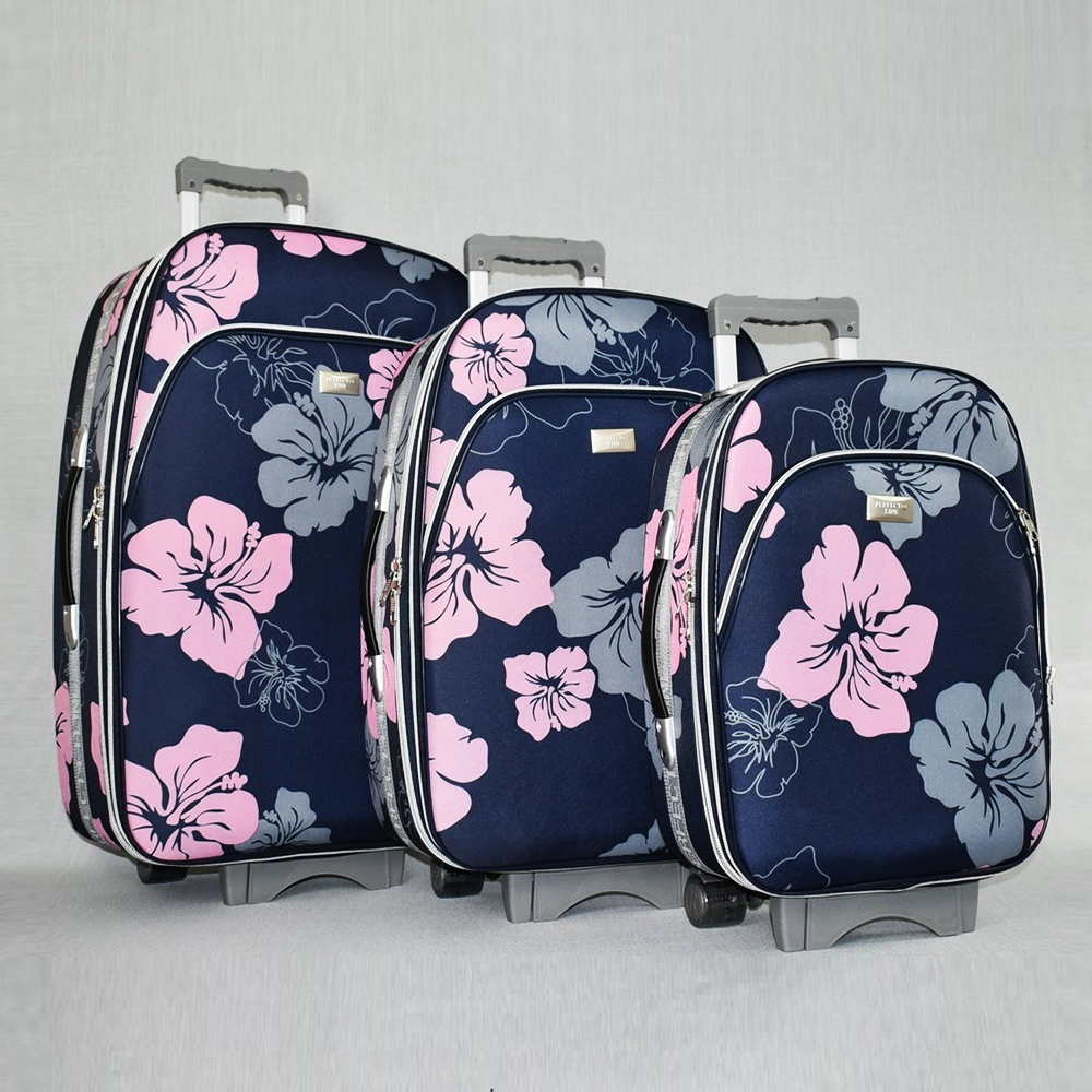 ТОП ЦЕНА:  комплект разширяващи се леки куфари 1518 FLOWER BLUE, 3 броя