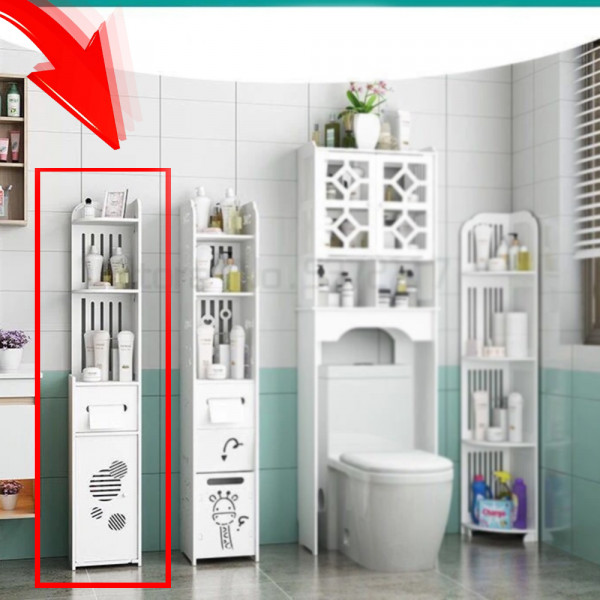 Ъглова етажерка-органайзер PVC за баня, хол или кухня -  120х20х22 см, пластмасова, бяла, BF23