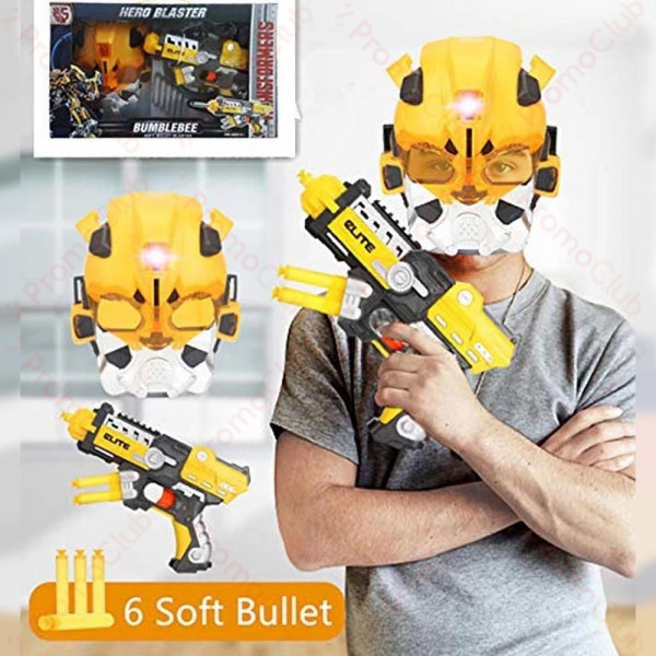 Маска и пистолет нърф Бъмбълби Трансформърс + 6 патрона
