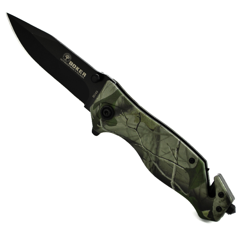 Метален, сгъваем нож BOKER B049 с камуфлажна дръжка и малък резец в края