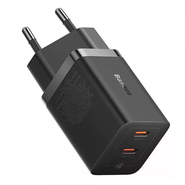 Мрежово зарядно устройство Baseus GaN5 Pro Fast Charger, 40W, 2 x Type-C F, Черен - 40408