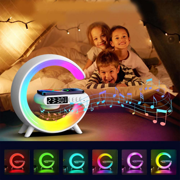RGB Интелигентна Bluetooth LED лампа G63 - Безжично зарядно устройство, Аларма, За възрастни и деца