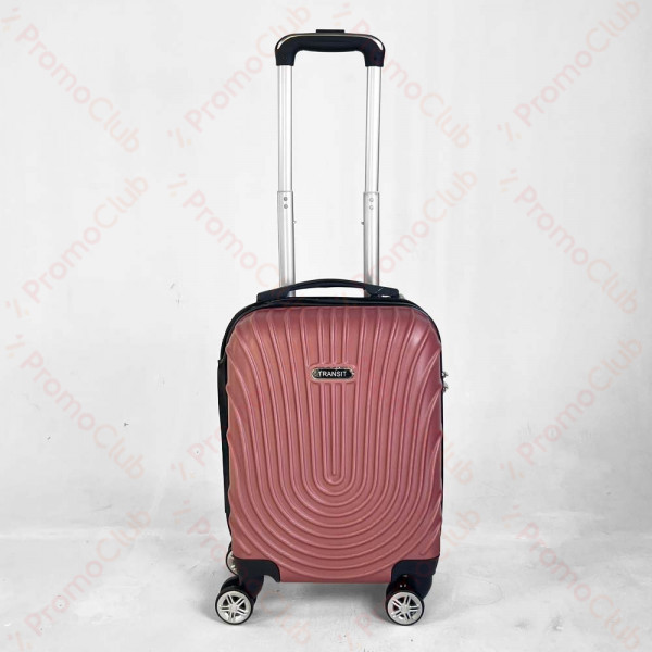 Твърд авио куфар - спинър за ръчен багаж с 4 колела и телескопична дръжка, ABS TRANSIT WAVE със свалящи се колела, ROSE