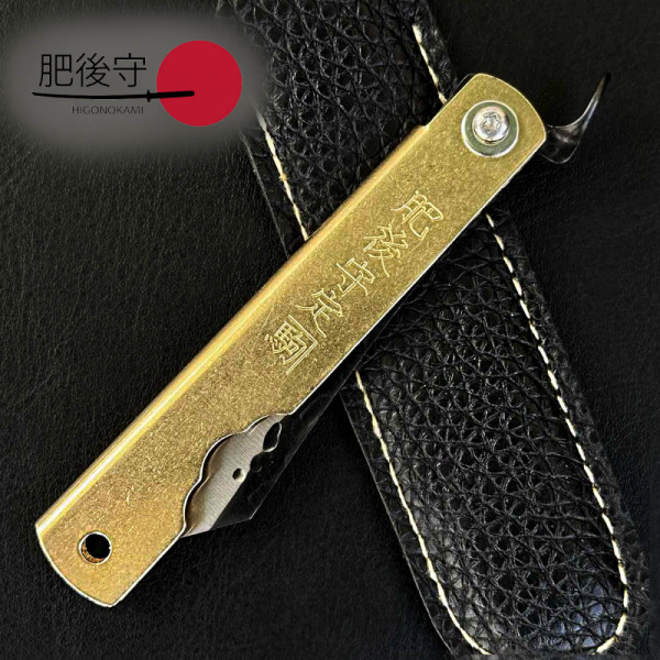 Култов японски сгъваем нож HIGONOKAMI, BLACK TANNAKA, стомана 7Cr17Mov, кожен калъф