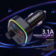 FM Трансмитер Earldom ET-M84, Bluetooth, USB, Type-C, PD, 3.1A, Черен - 17773