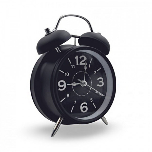 Настолен часовник с будилник и големи цифри -  Черен 668