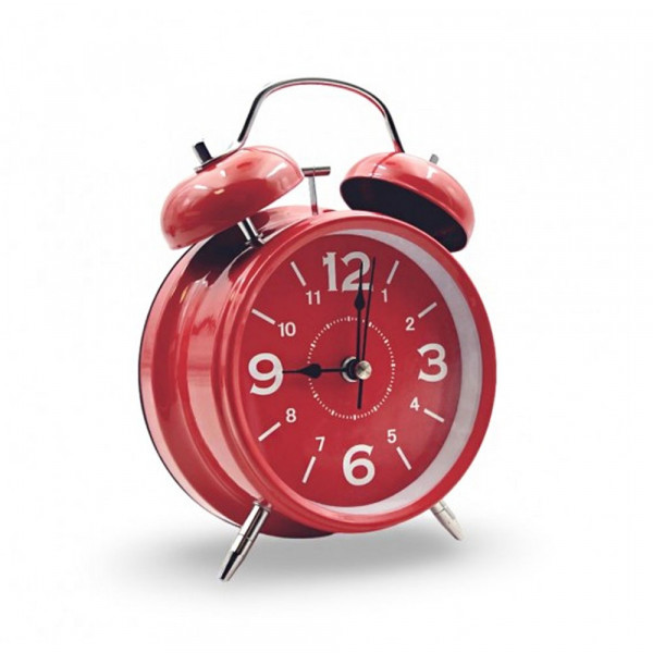 Настолен часовник с будилник и големи цифри -  Червен 668