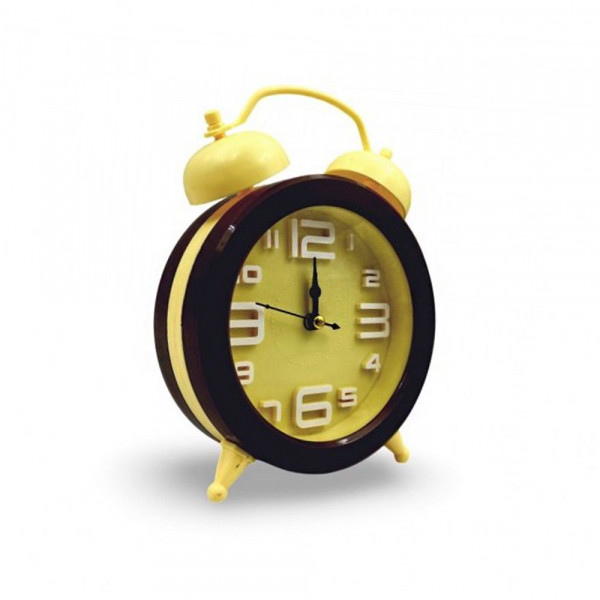 Настолен часовник с будилник и големи цифри -  Жълт CD259