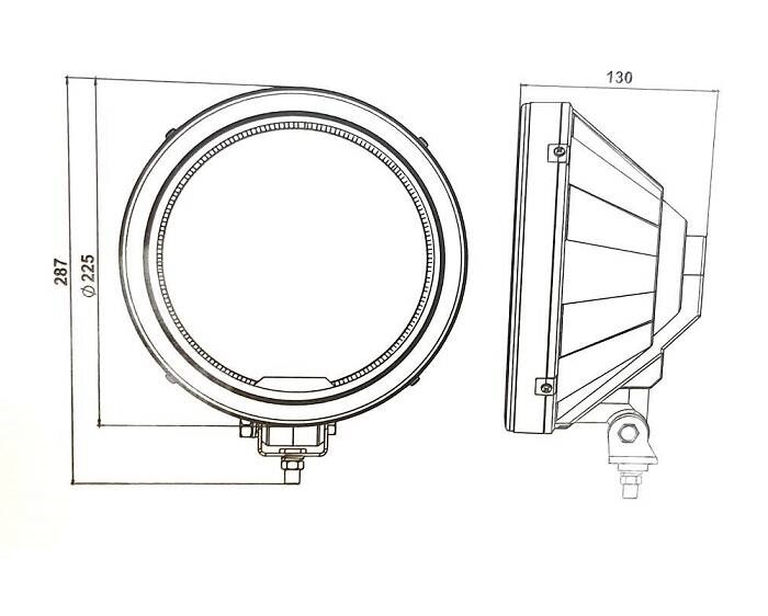 Комплект 2 Броя Халоген, Фар, Ø 225мм, 12V 24V, Крушка H1 + 6 LED ЛЕД Диода, E-Mark, За Камион, Трактор, Багер, Земеделски Машини и др.