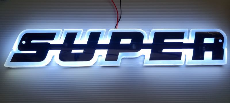 Светодиоден LED ЛЕД Надпис табела SUPER 24V бяла светлина 40 x 7cm