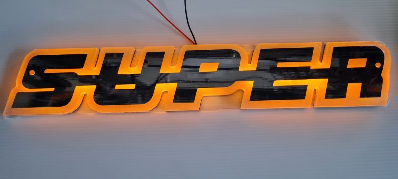 Светодиоден LED ЛЕД Надпис табела SUPER 24V оранжева светлина 40 x 7cm