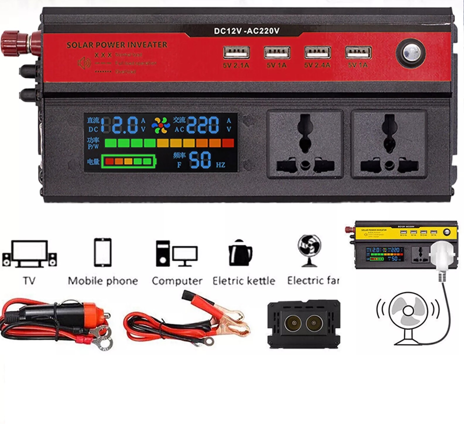 Инвертор преобразувател на напрежение от 12V на 220V 5000W