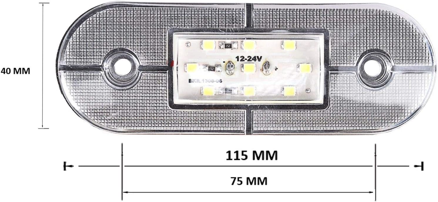 24V ЛЕД LED Бял диоден маркер габарит токос със 9 светодиода за камион ремарке бус ван каравана платформа и др.