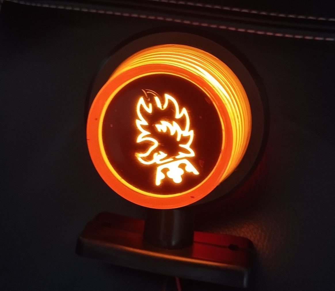 Комплект от 2 броя LED ЛЕД страничен габарит рогче 12 -24V оранжево - червено “old school” Неон Ефект с лого на Scania