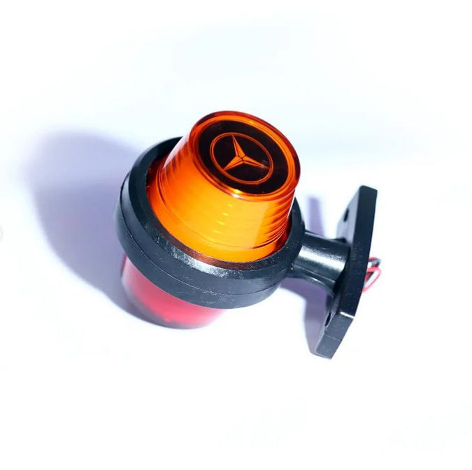 Комплект от 2 броя LED ЛЕД страничен габарит рогче 12 -24V оранжево - червено “old school” Неон Ефект с лого на Mercedes