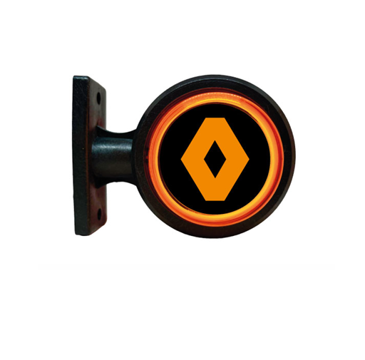 Комплект от 2 броя LED ЛЕД страничен габарит рогче 12 -24V оранжево - червено “old school” Неон Ефект с лого на Renault