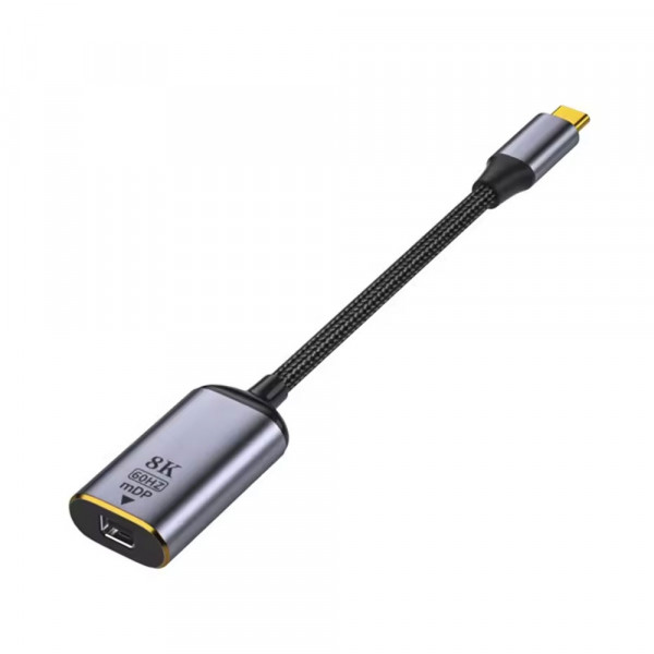 Преходник DeTech, USB-C – Mini DP, 8K, 60Hz, Сив - 17839