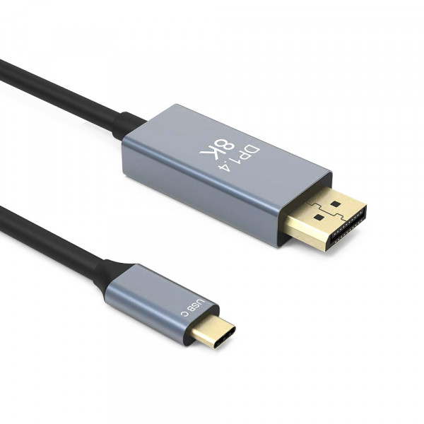 Кабел DeTech, USB-C – DP, 1.8m, 8К, 60Hz, Черен - 18398