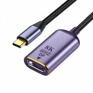 Преходник DeTech, USB-C – DP, 8K, 60Hz, Сив - 17840