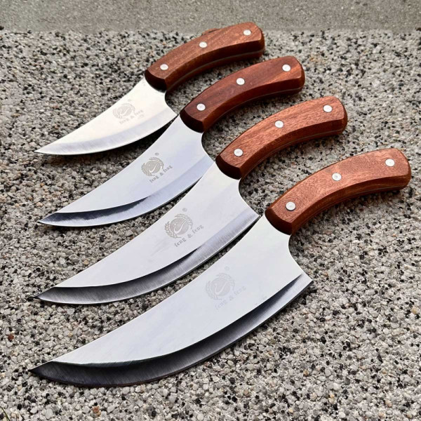 Премиум комплект 4 готварски ножа F&F M5245, 35 см, стомана 3Cr13- за кухнята, лов, къмпинг и дране