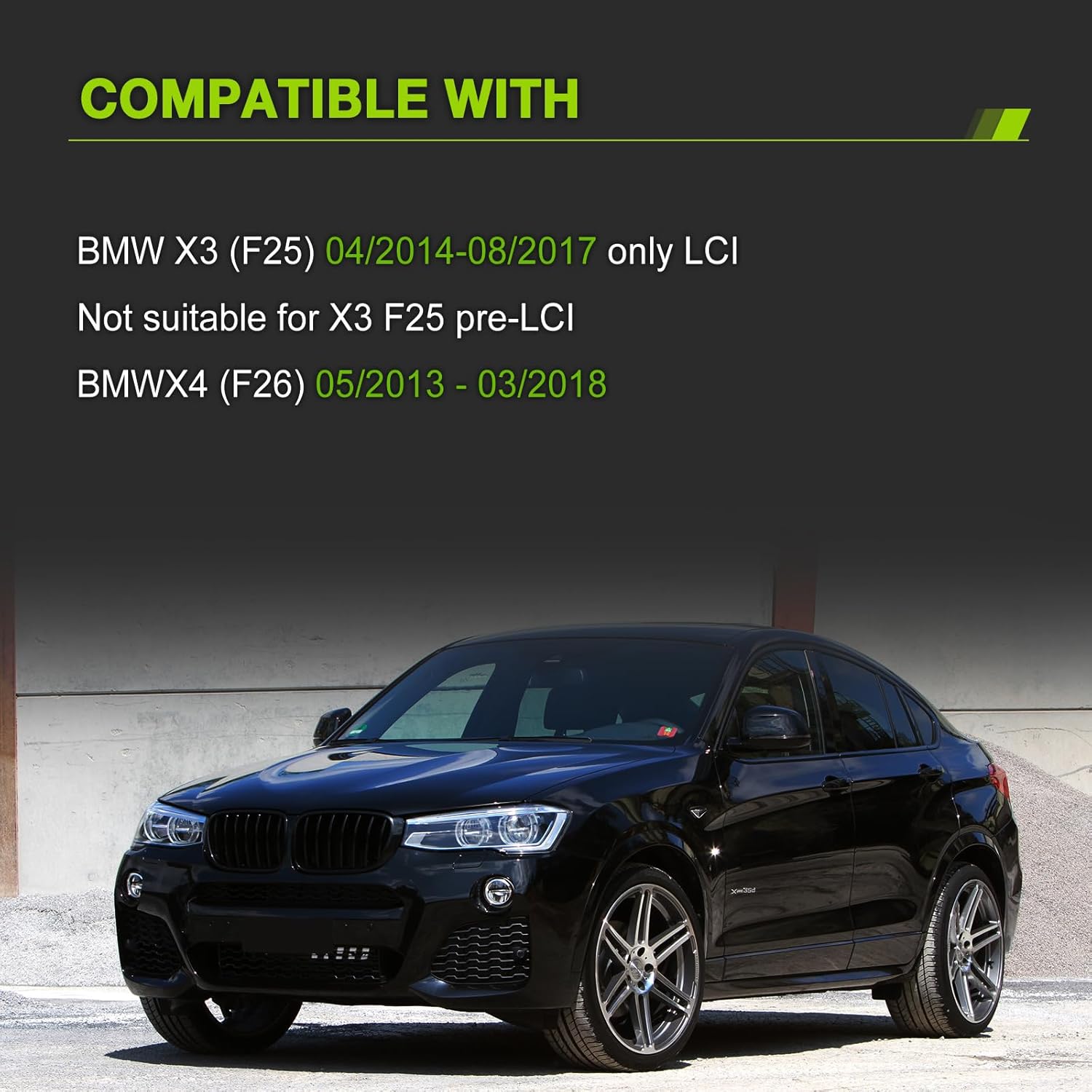 Двойни Бъбреци Решетки За БМВ BMW FACELIFT F25 F26 2014г.-2017г. Черен Гланц Лак