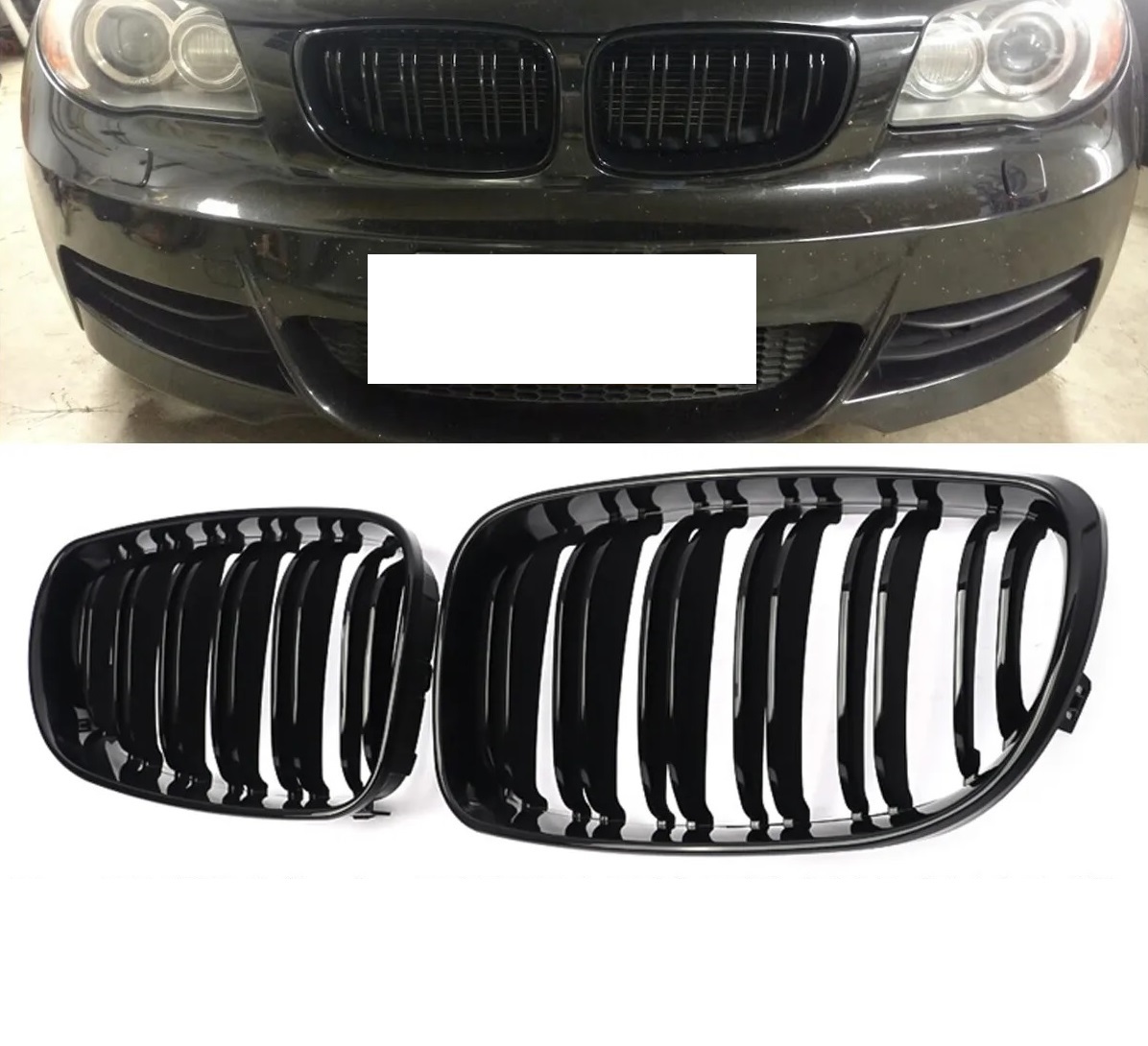 Двойни Бъбреци Решетки За БМВ BMW E81 E82 E87 E88 2008г.-2011г. Черен Гланц Лак