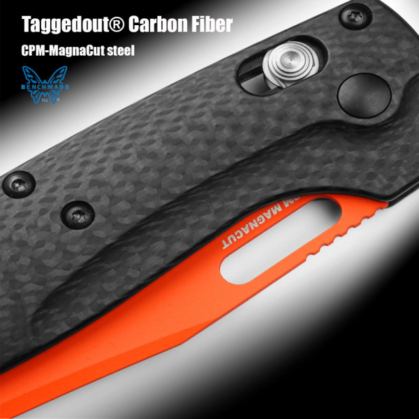 BENCMADE USA Taggedout® Carbon Fiber - сгъваем нож от CPM-MagnaCut стомана и дръжка от карбон