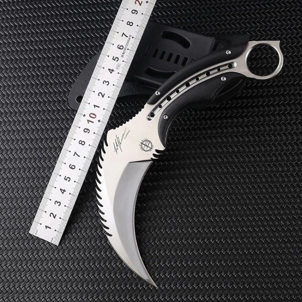 Ръчно изработен дизайнерски карамбит на Тод Бег Todd Begg Tiger Karambit с кания от телешки бланк