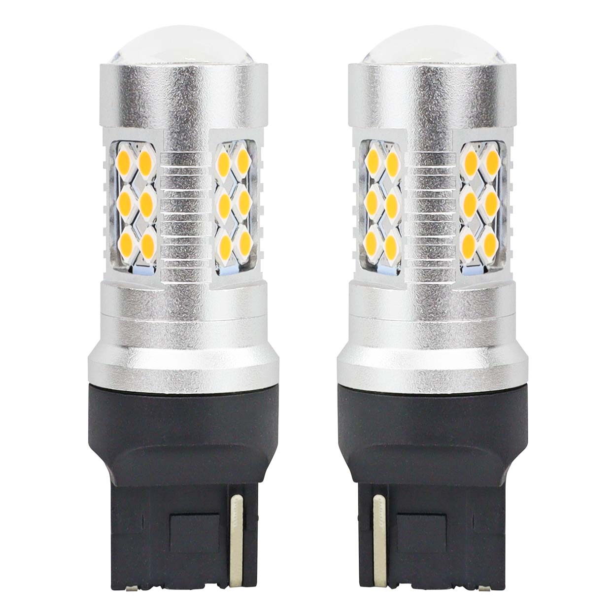 Комплект от 2бр. LED Лед Диодни крушки T20 WY21W Canbus 3030 24SMD 12V-24V оранжева светлина