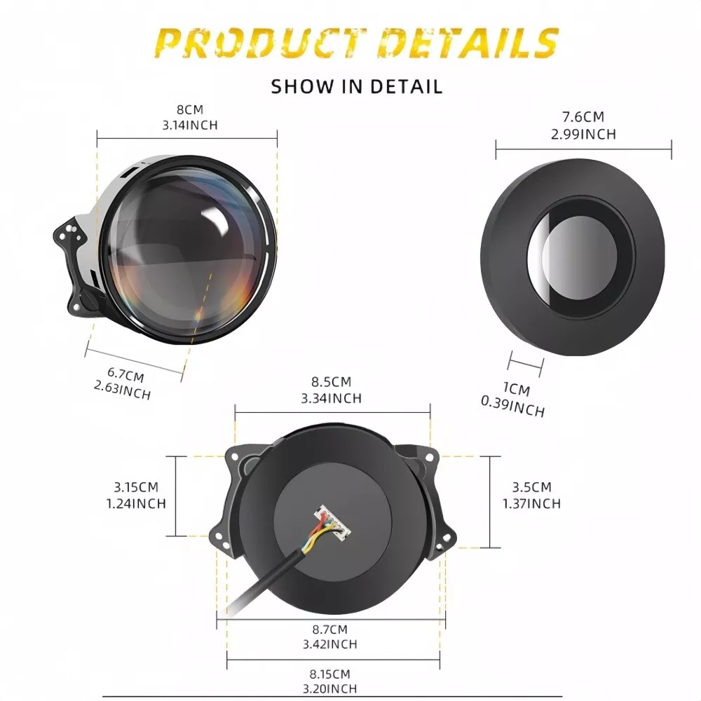 Комплект 3D LED фарове халогени дяволски очи Devil Eyes с лупи 3 инча 8см 12V