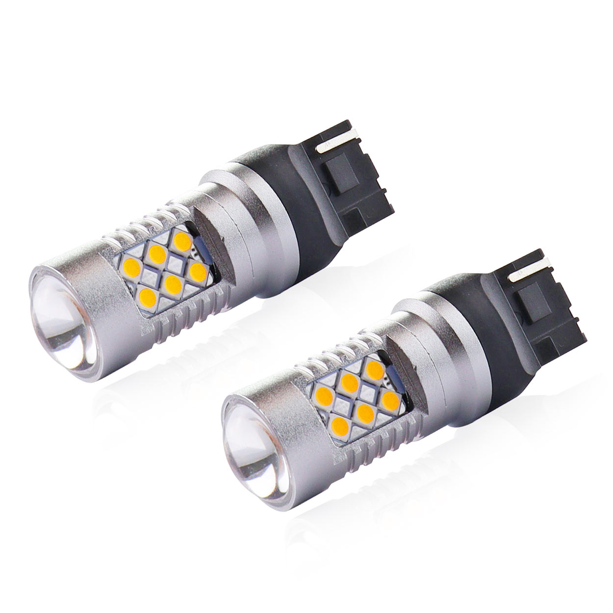 Комплект от 2бр. LED Лед Диодни крушки T20 WY21W Canbus 3030 24SMD 12V-24V оранжева светлина