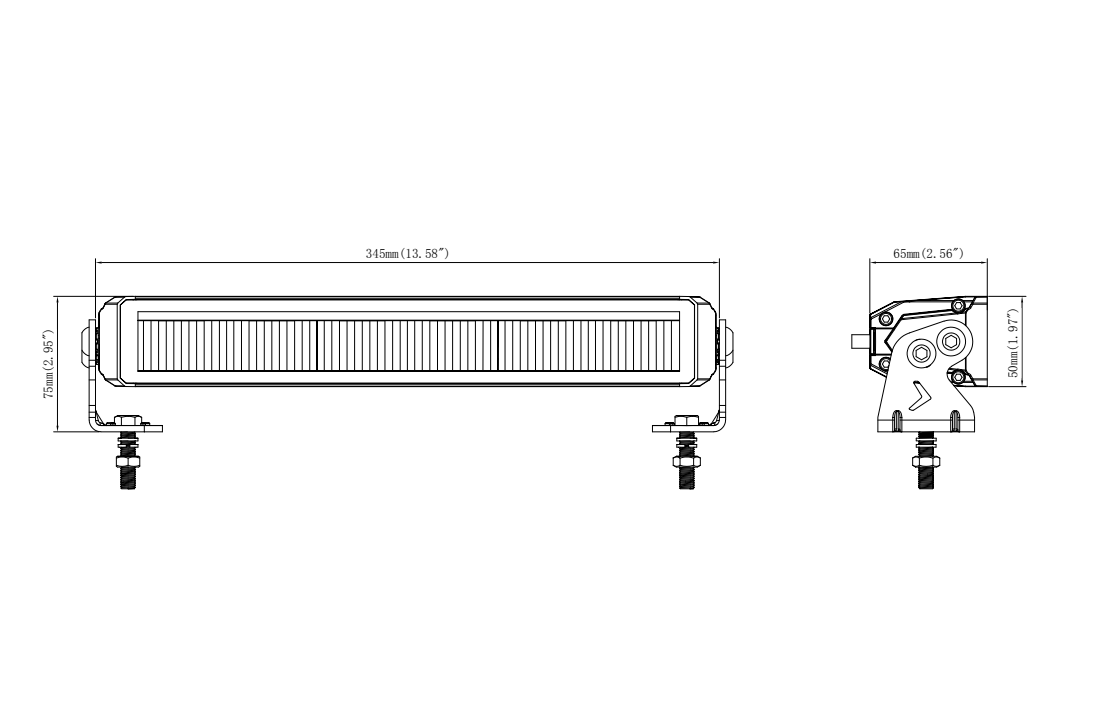 34.5 cm / 14 Инча 12V - 24V Висококачествен Led Bar Лед Бар Диоден Прожектор с бяла и оранжева габаритна светлина мъгла 40W 5900LM