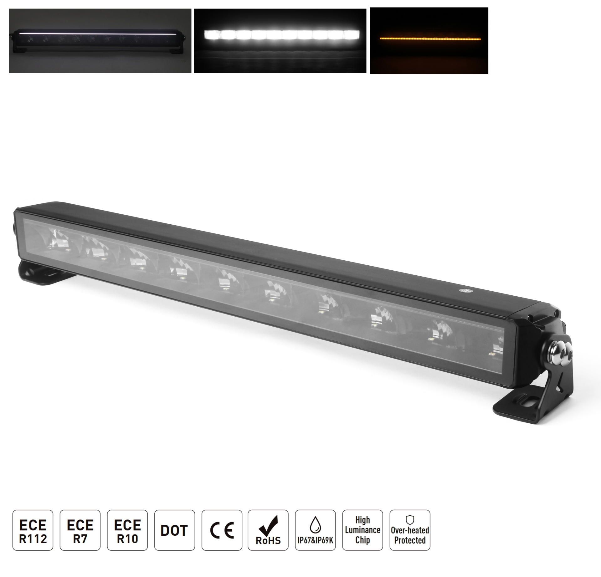 54.5 cm / 22 Инча 12V - 24V Висококачествен Led Bar Лед Бар Диоден Прожектор с бяла и оранжева габаритна светлина мъгла 60W 8500LM