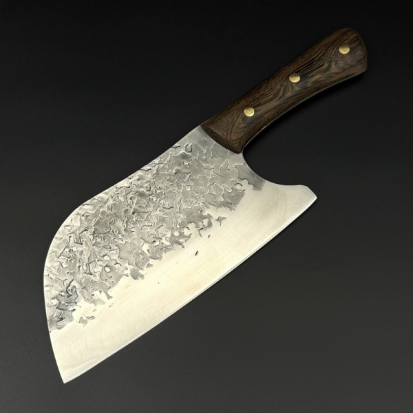 Японски ръчно изработен кухненски нож - сатър  BLACKSMITH 039, 353 гр, кована стомана 5CR13Mov, фултанг