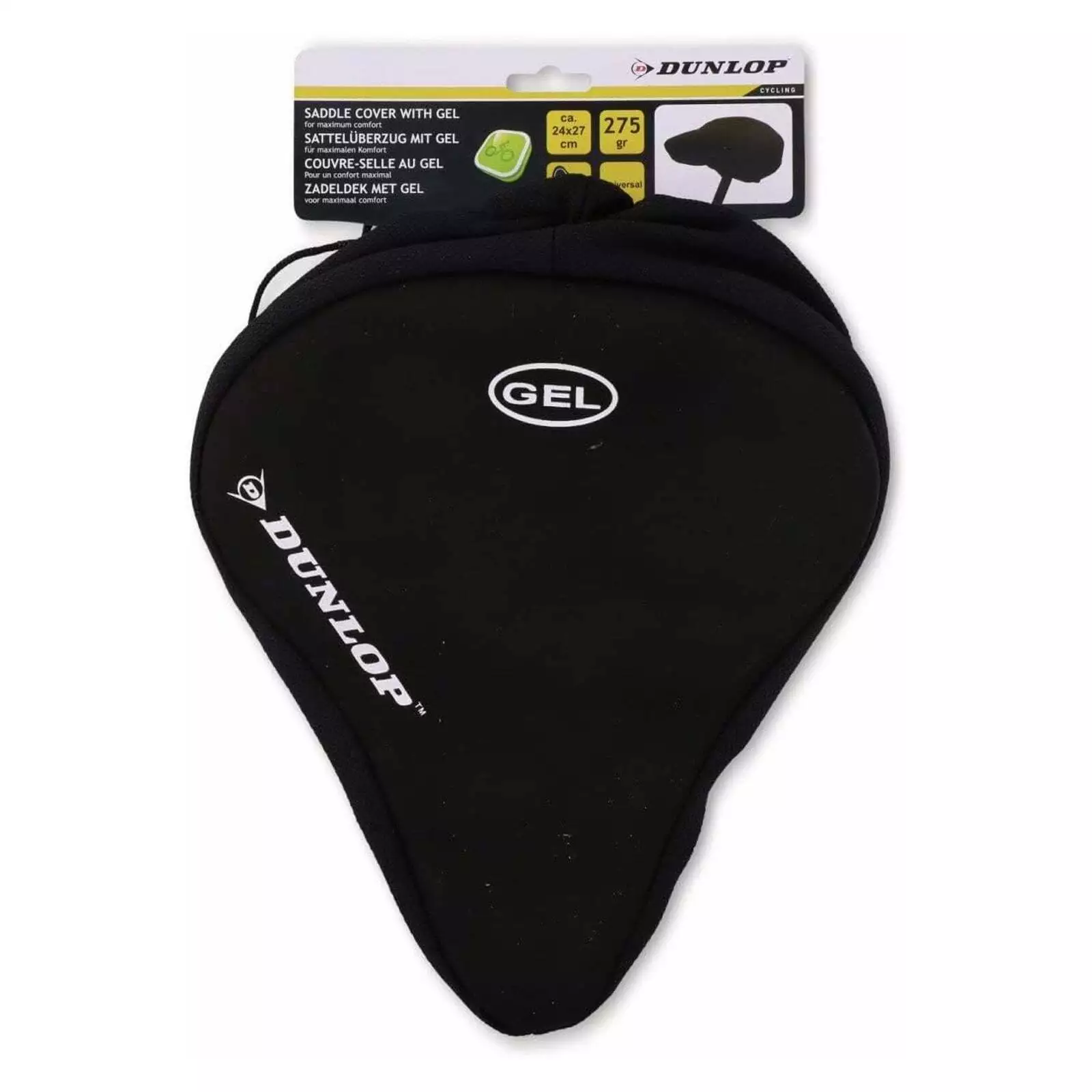 Калъф подложка за седалка за велосипед колело с гел 24 x 27cm черен Dunlop