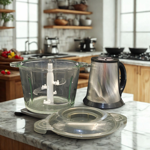 3-литров чопър Kitchen Expert със стъклена купа и три скорости, мощност 300W, мели от магданоз до месо